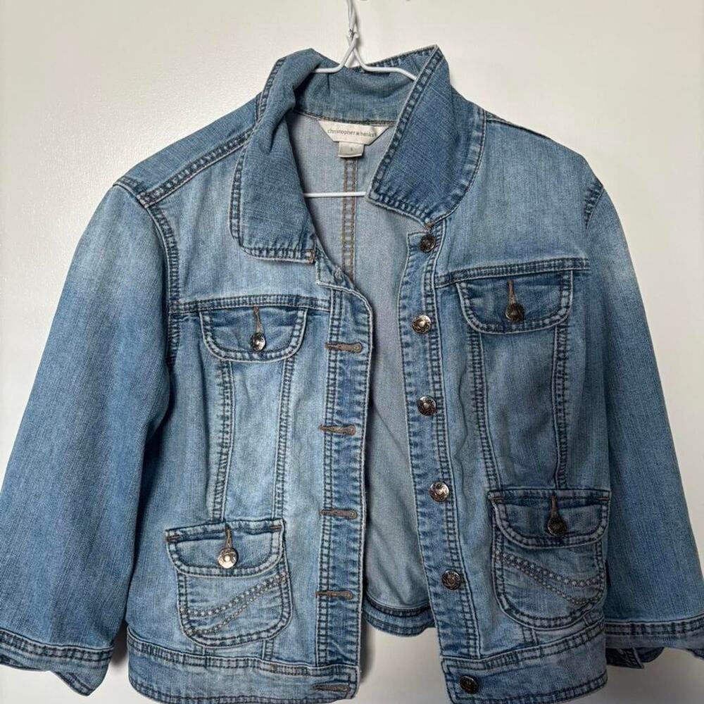Vintage Style Cropped 90s Y2K Retro Light Wash Denim Jacket Autumn Boho Small